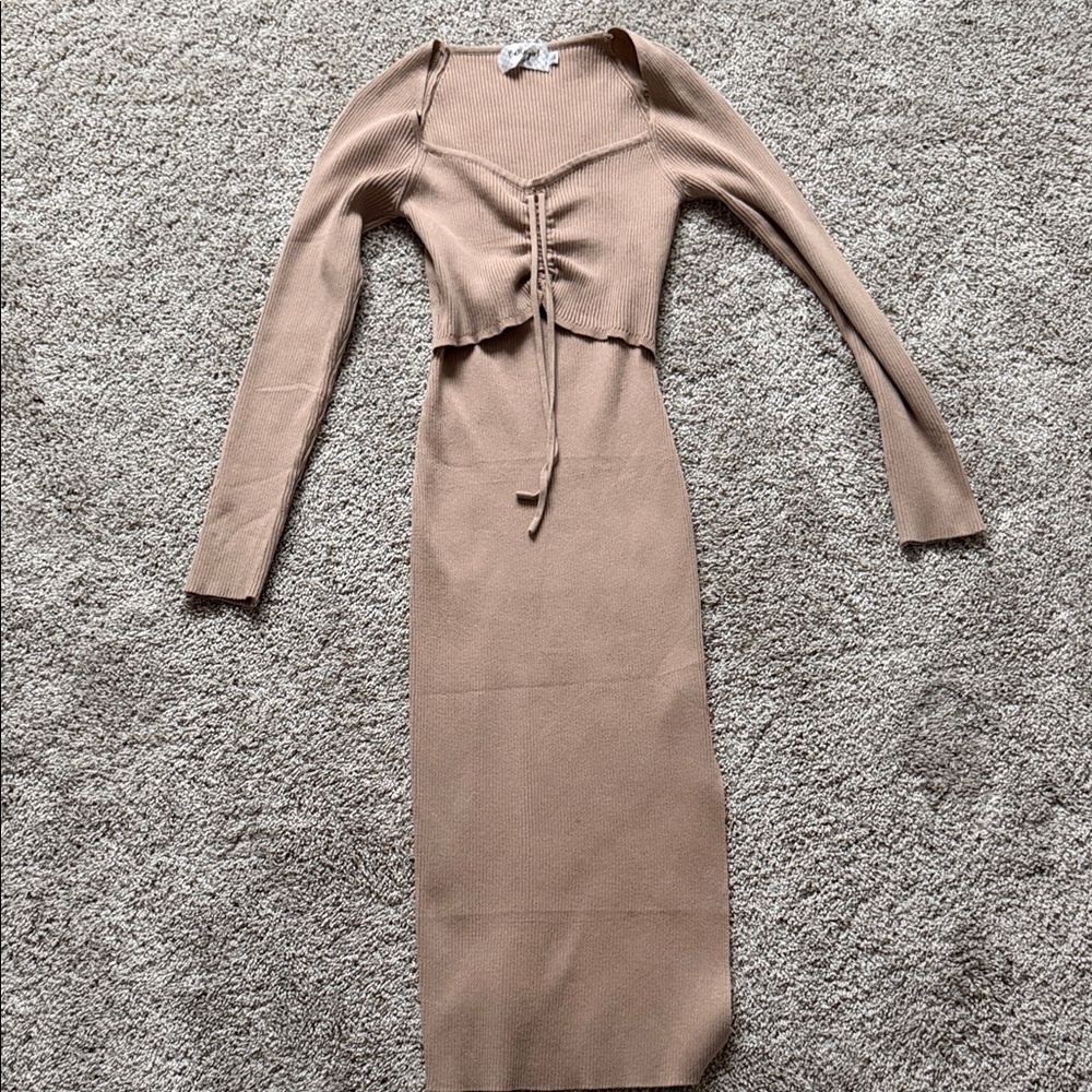 Barella Girl Tan Long Sleeve Dress